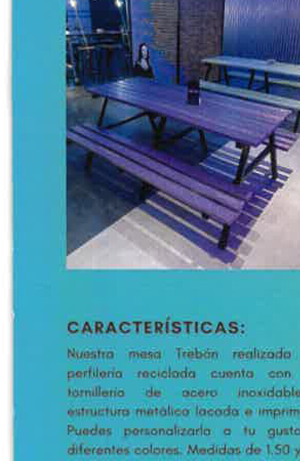 Mesa-banco Trebón en interior morado